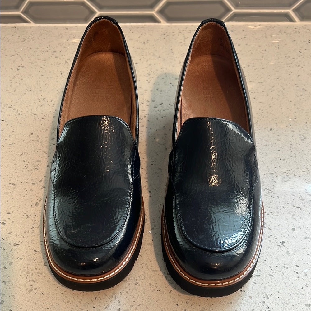Black Leather Moccasin-Style Loafers